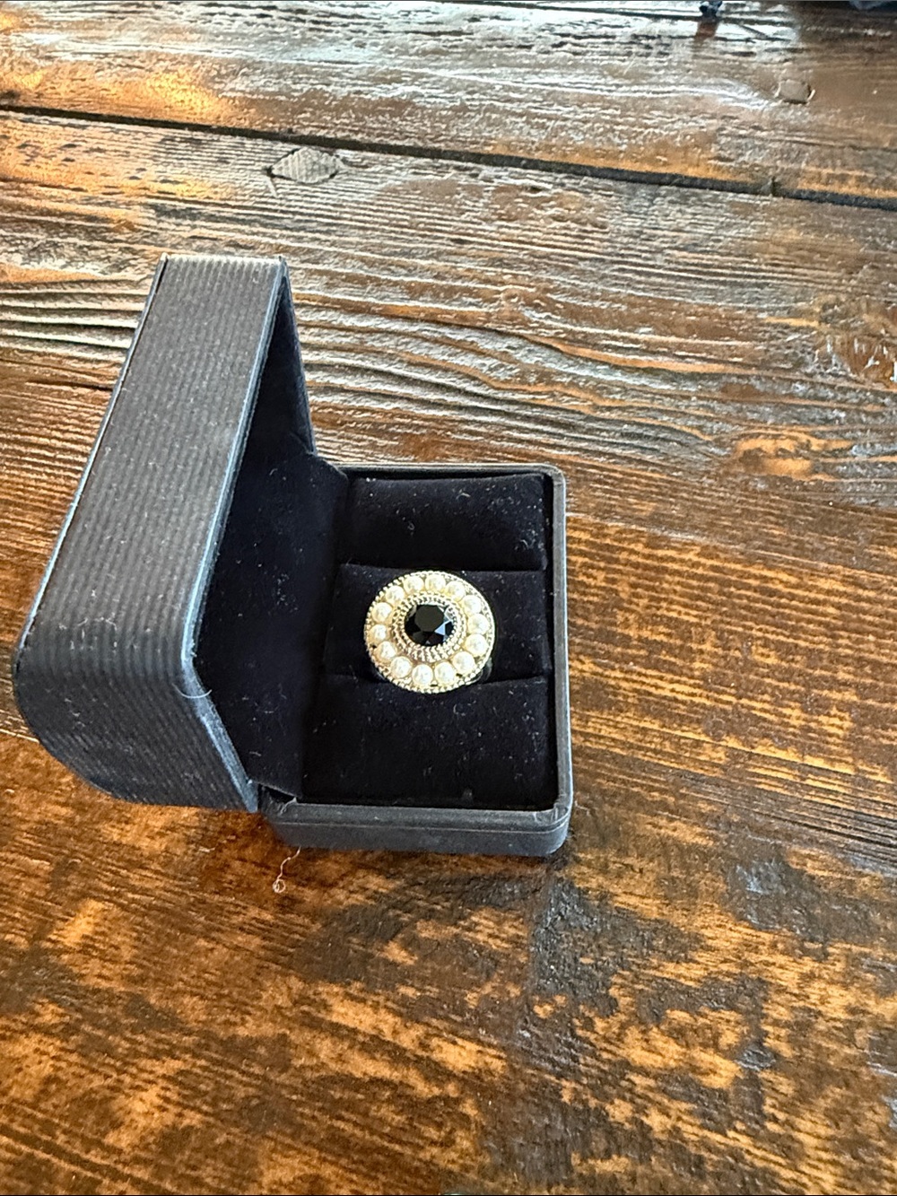 Tiffany & Co. Ziegfeld Onyx and Pearl Cocktail Ring - Picture 2 of 3